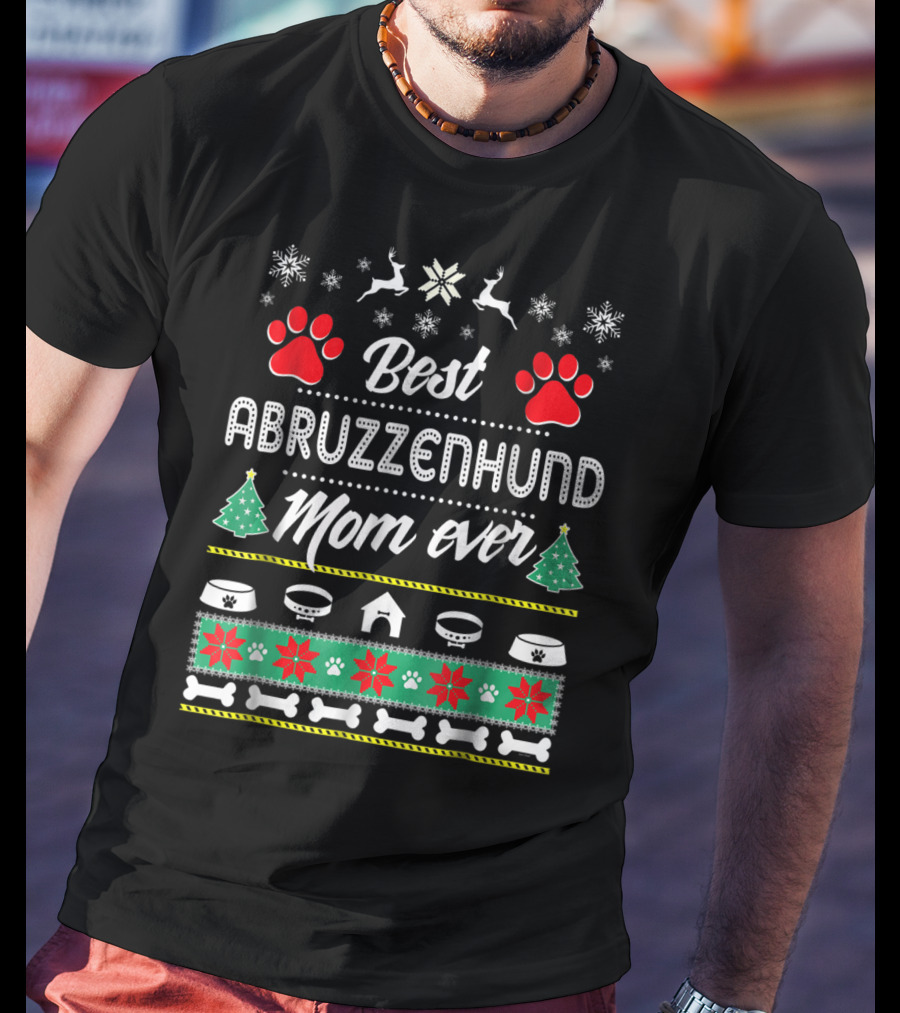 Best Abruzzenhund Mom Ever Holiday Paw And Snowflake Motif T-Shirt