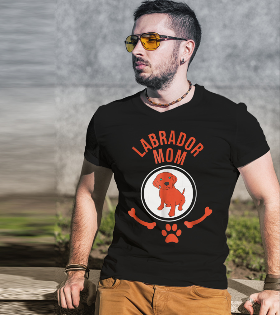 Labrador Mom Puppy Lover Cute Paw Bone T-Shirt