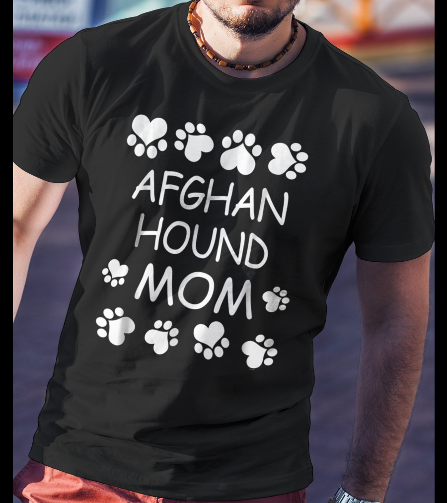 Afghan Hound Mom Paw Heart Design For Christmas Birthday T-Shirt