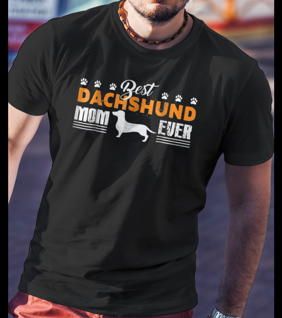 Best Dachshund Mom Ever Dog Paw Prints T-Shirt
