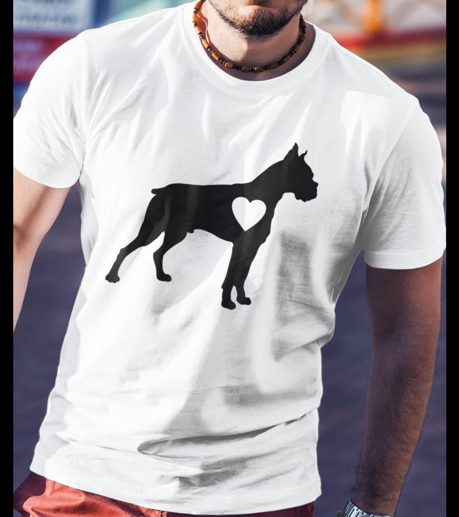 Boxer Dog Heart Silhouette Design For Loving Dog Moms T-Shirt