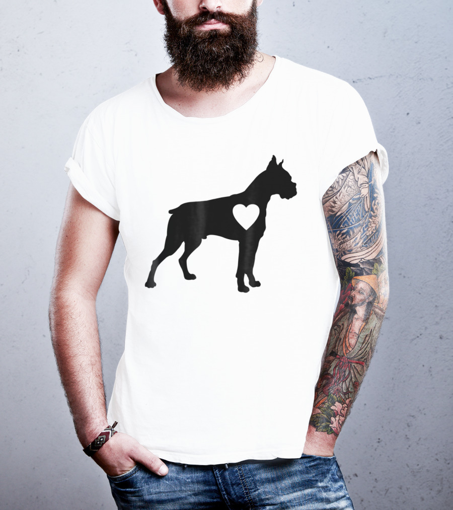 Boxer Dog Heart Silhouette Design For Loving Dog Moms T-Shirt