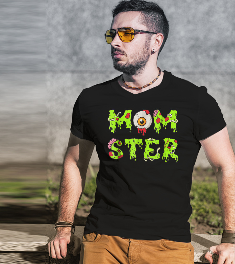 Momster49 Funny Halloween Monster Eye Slime Text T-Shirt