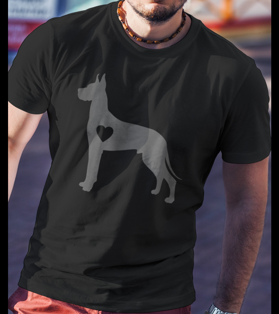 Great Dane Love Heart Silhouette Dog T-Shirt