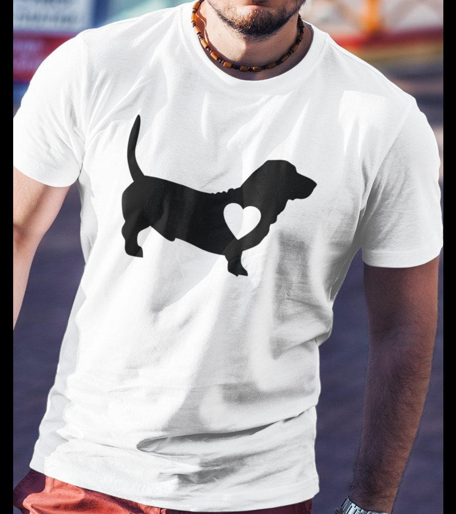 Basset Love Heart Silhouette Dog Idea Dog T-Shirt