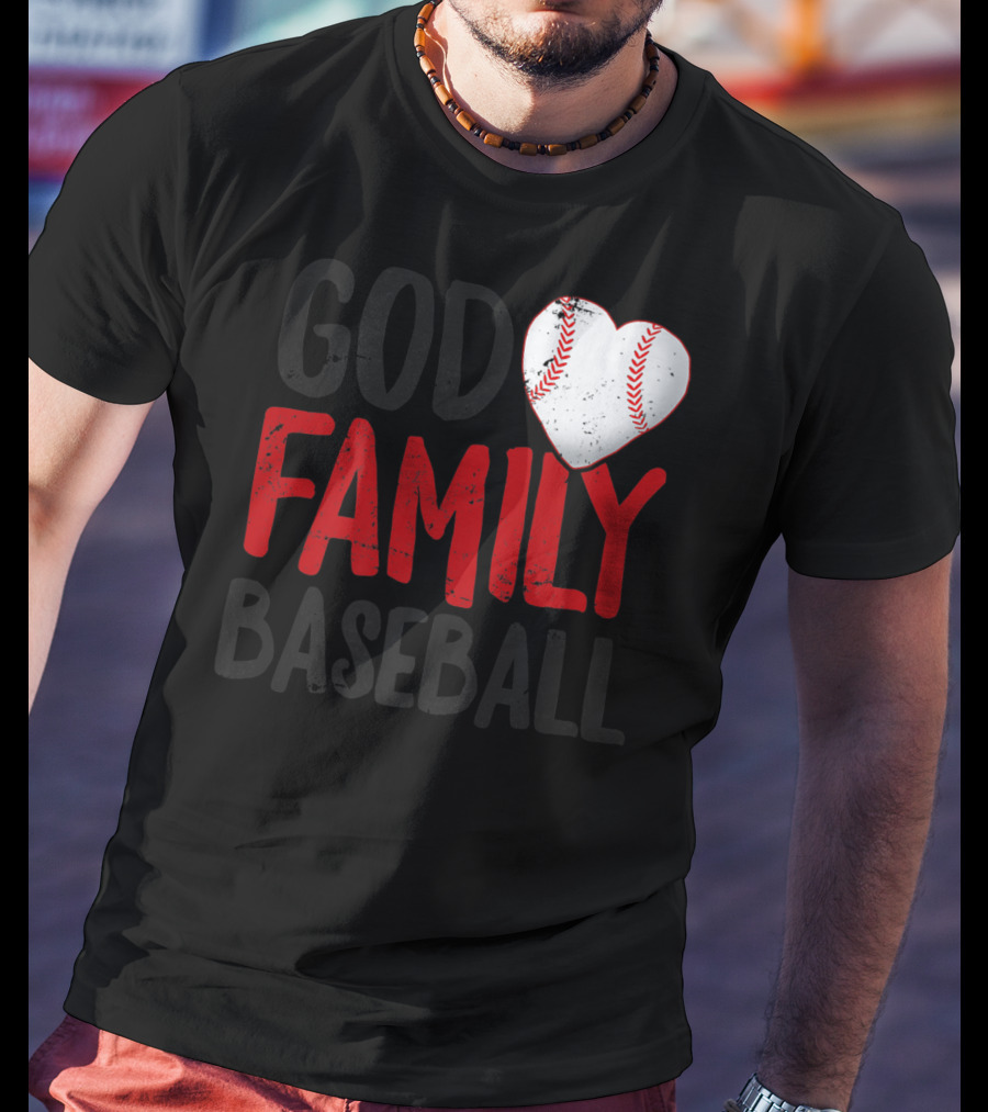 God Family Baseball Mom Mother Dad Father Coach27 Heart Baseball T-Shirt