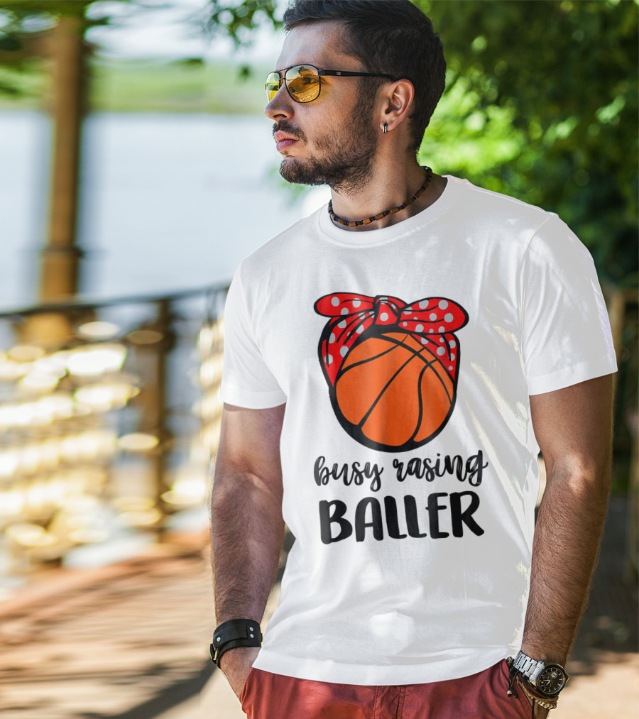 Busy Raising Baller Basketball Bandana Bow T-Shirt
