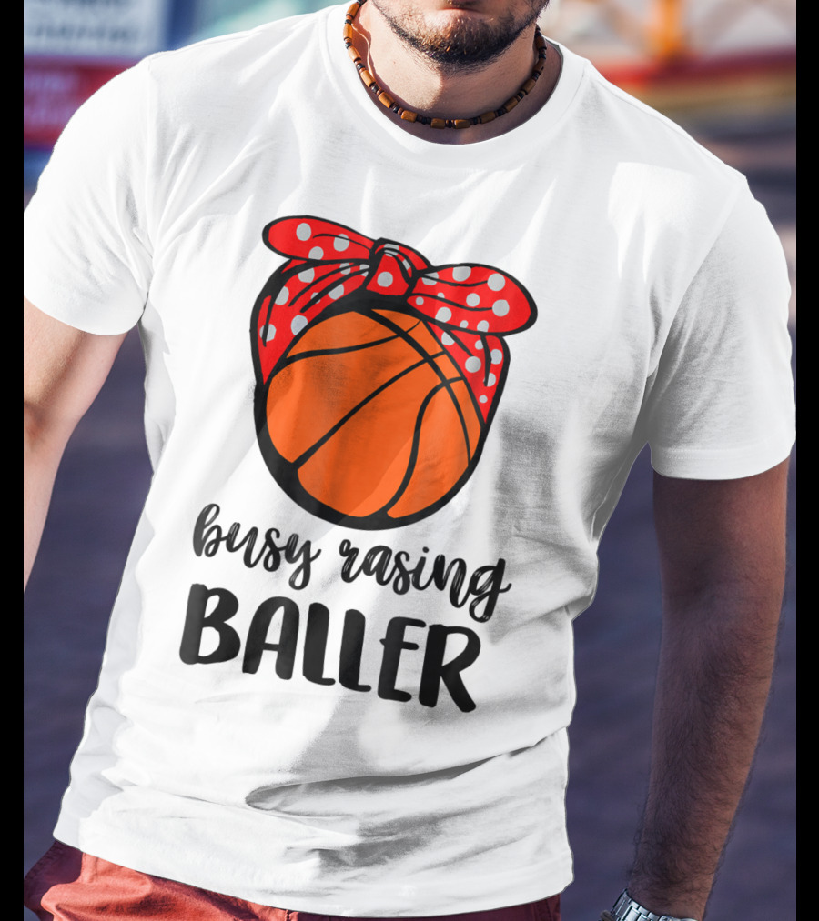 Busy Raising Baller Basketball Bandana Bow T-Shirt
