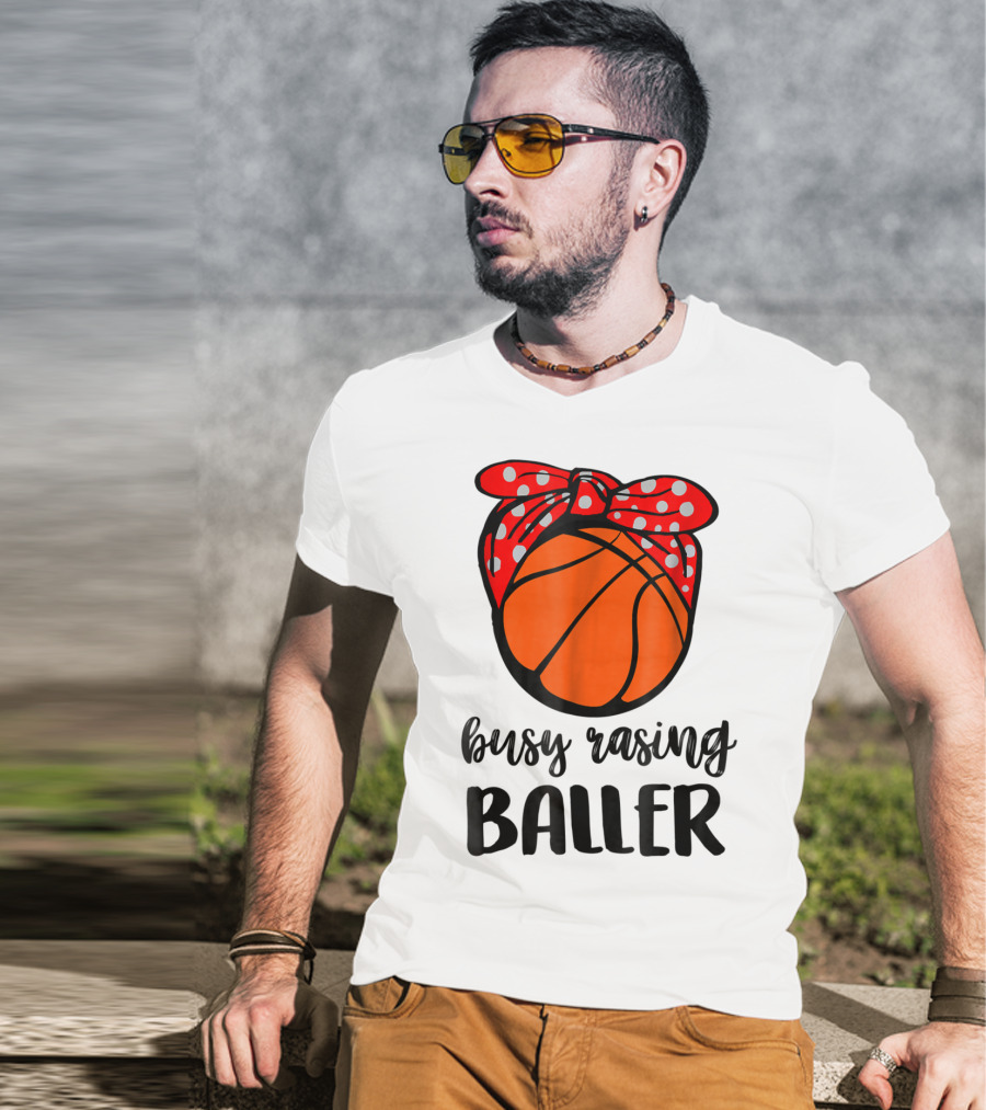 Busy Raising Baller Basketball Bandana Bow T-Shirt