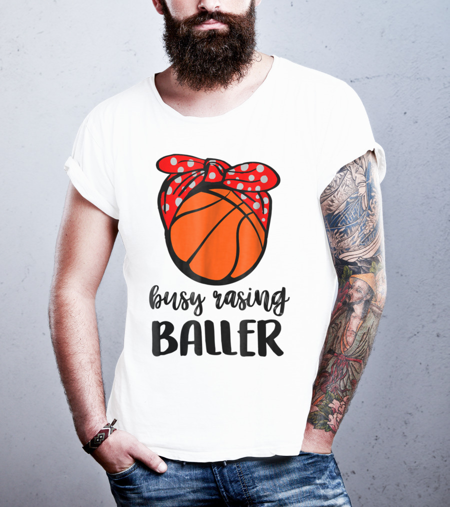 Busy Raising Baller Basketball Bandana Bow T-Shirt