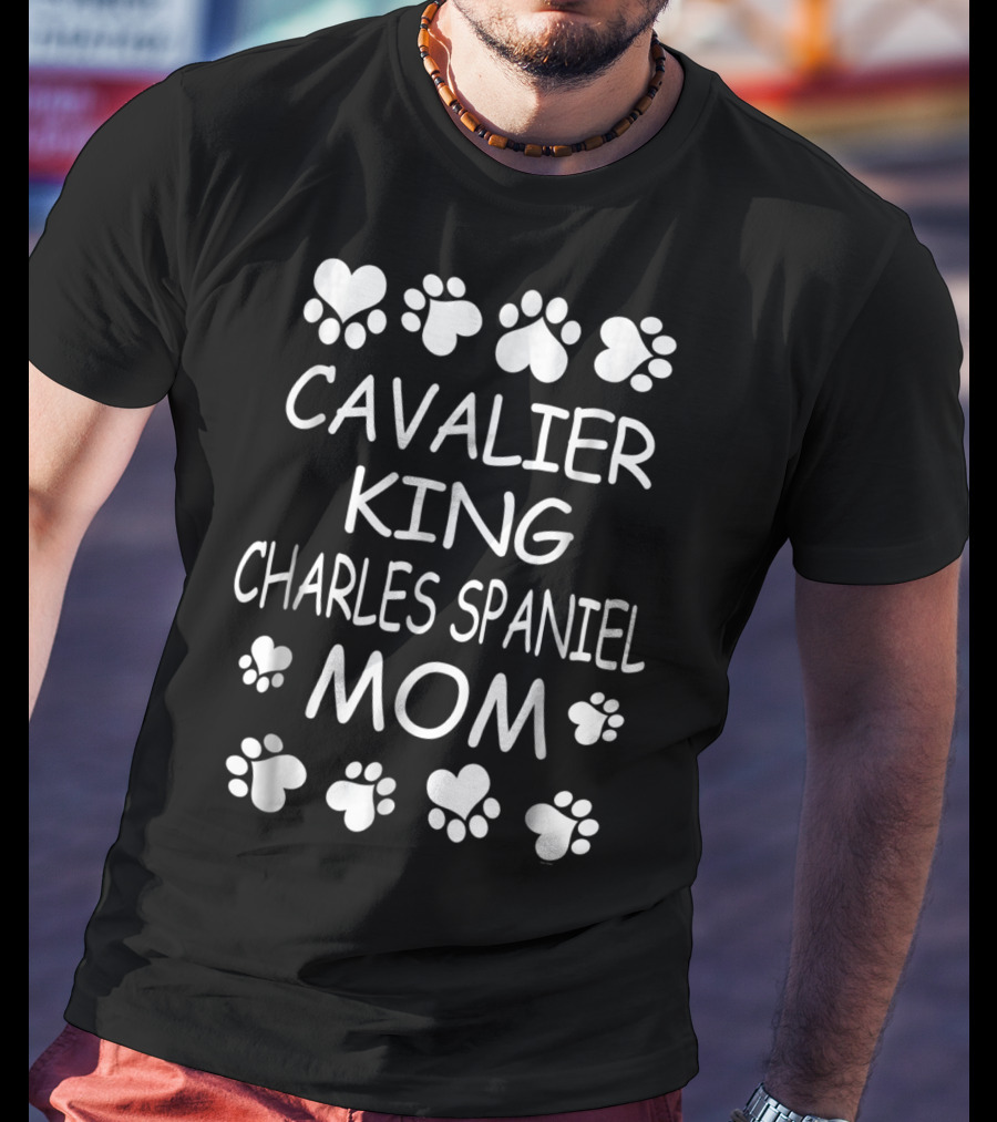 Cavalier King Charles Spaniel Mom With Paw And Heart T-Shirt