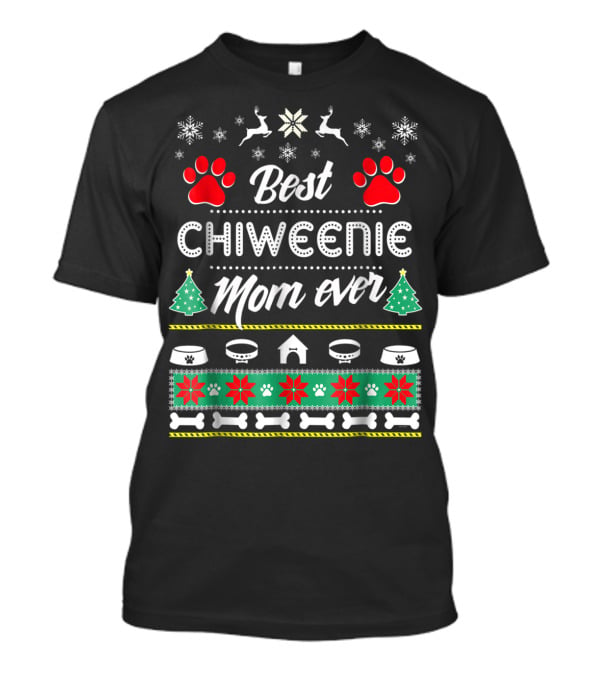Best Chiweenie Mom Ever Holiday Paw Prints T-Shirt