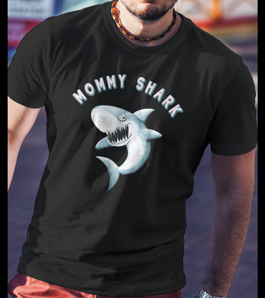 Mommy Shark I Shark Print Baby Shark T-Shirt