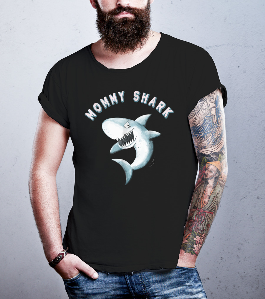 Mommy Shark I Shark Print Baby Shark T-Shirt
