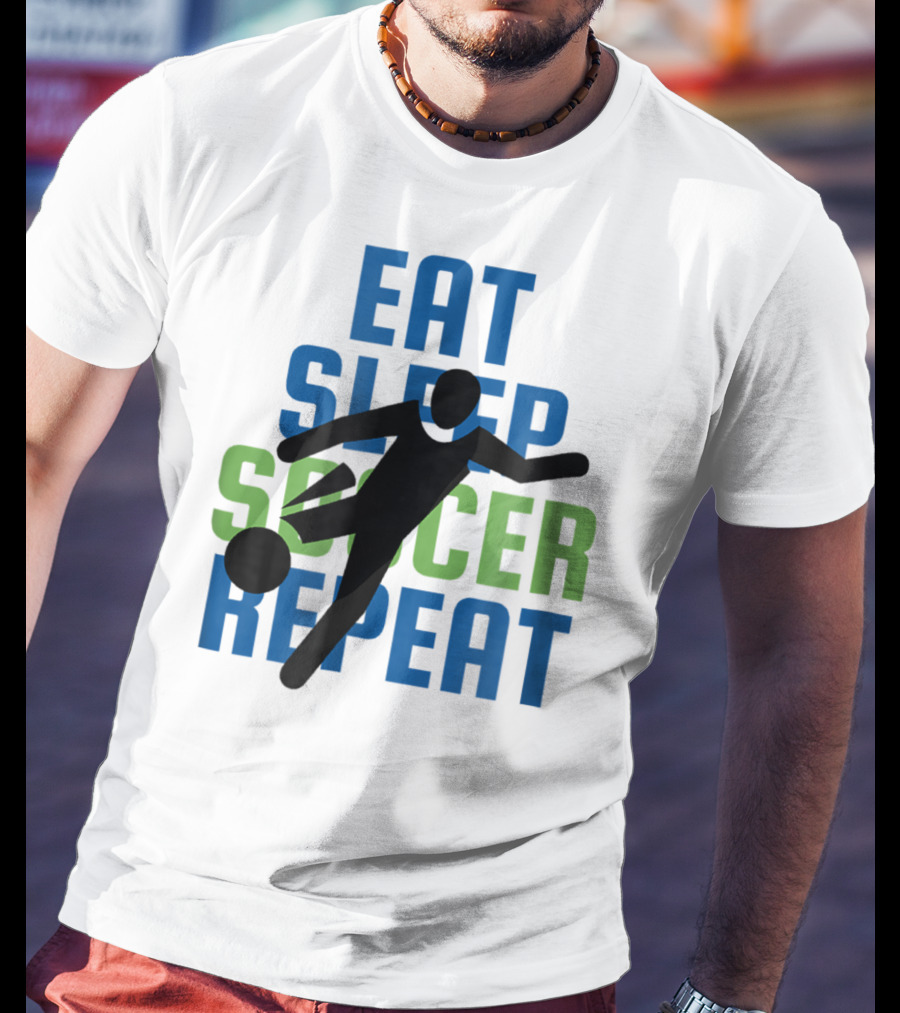 Eat Sleep Soccer Repeat Mom Girl Boy Kids Youth Soccer Player T-Shirt