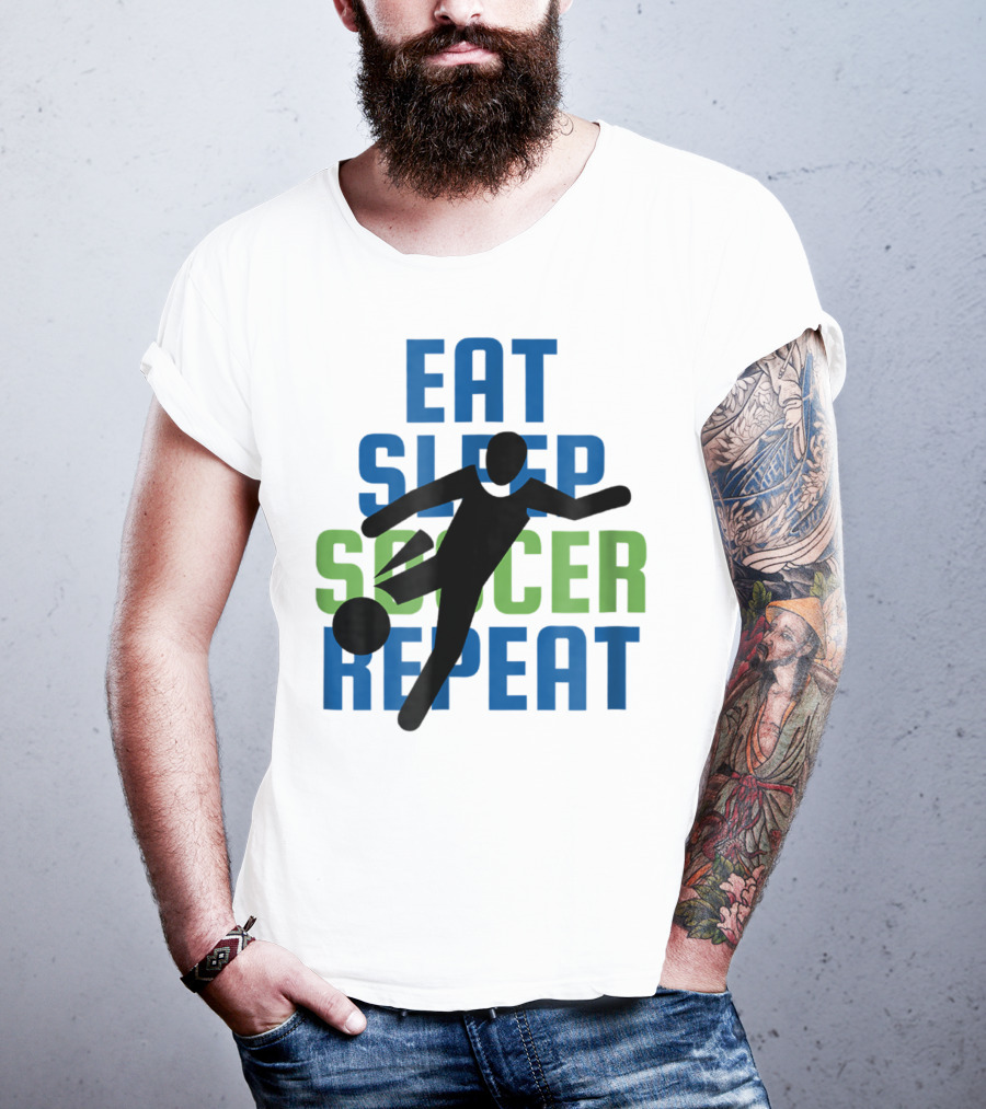 Eat Sleep Soccer Repeat Mom Girl Boy Kids Youth Soccer Player T-Shirt