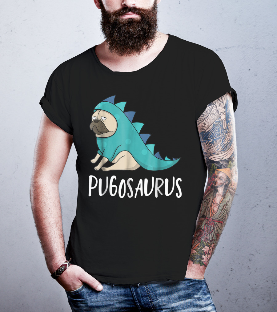 Pugosaurus Funny Pug Dog Mom Dino Dinosaur Puppy Lover T-Shirt