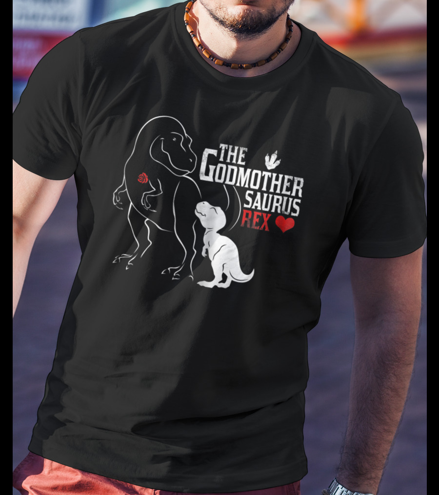 The Godmother Saurus Rex Mama Saurus Dinosaur Heart T-Shirt