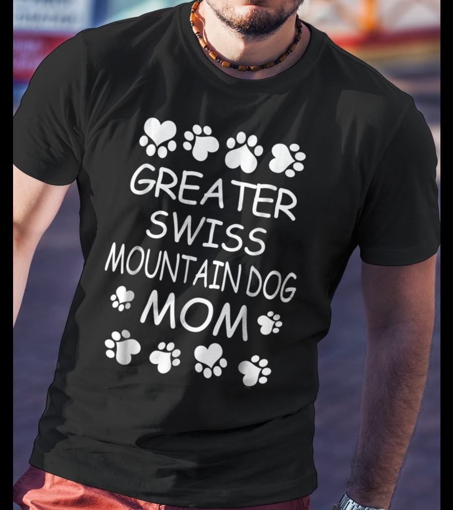 Greater Swiss Mountain Dog Mom Paw Print Heart T-Shirt