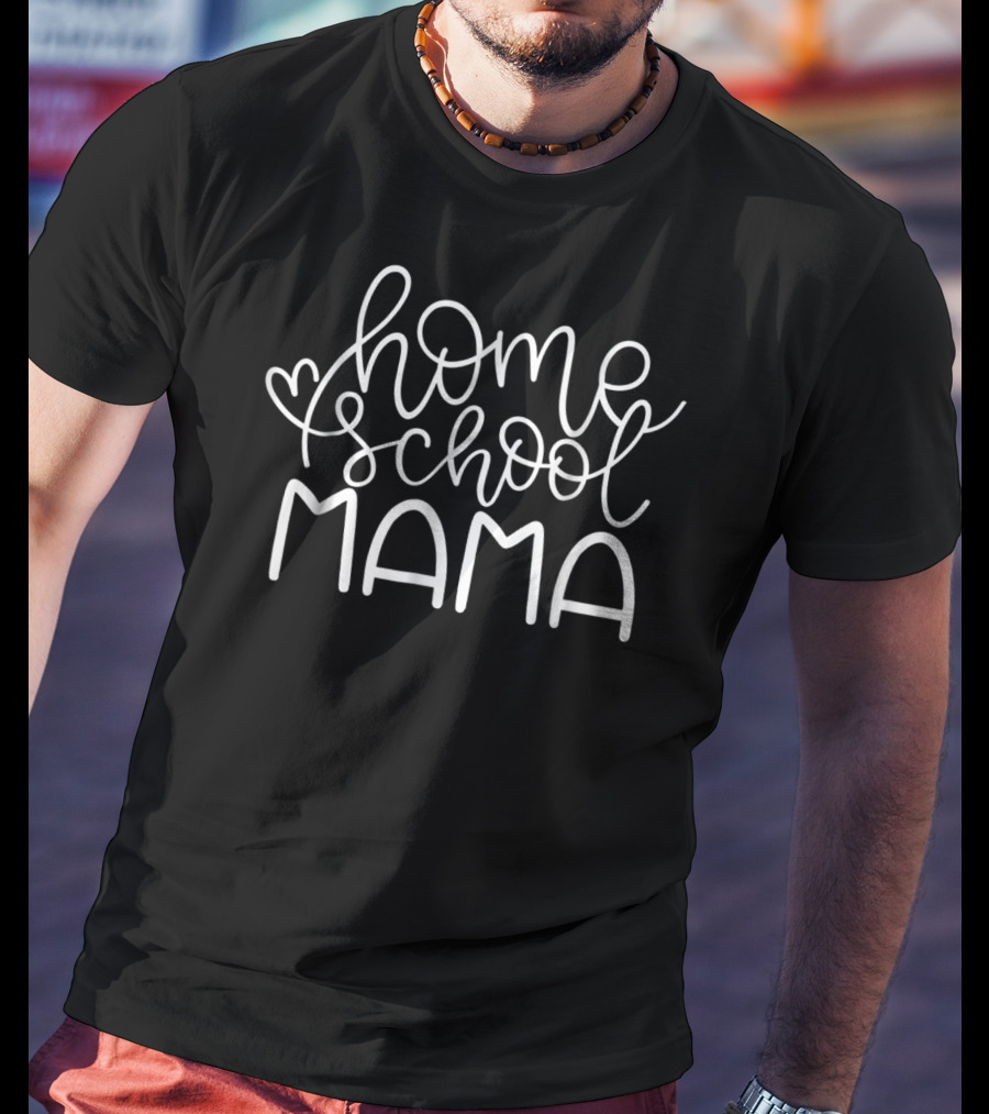 Homeschool Mama Heart Script T-Shirt