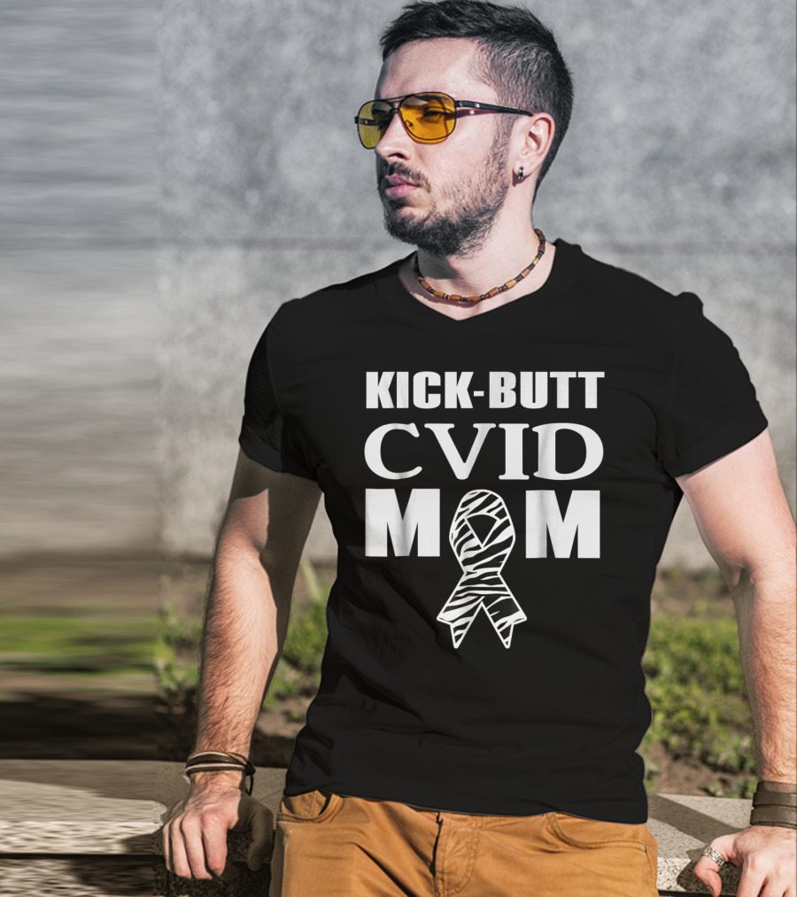 Kick-Butt CVID Mom Zebra Awareness T-Shirt