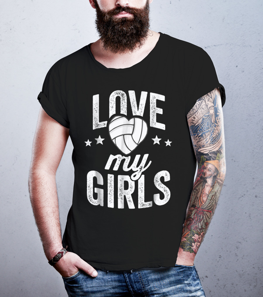 Love My Girls Volleyball Dad Team53 T-Shirt