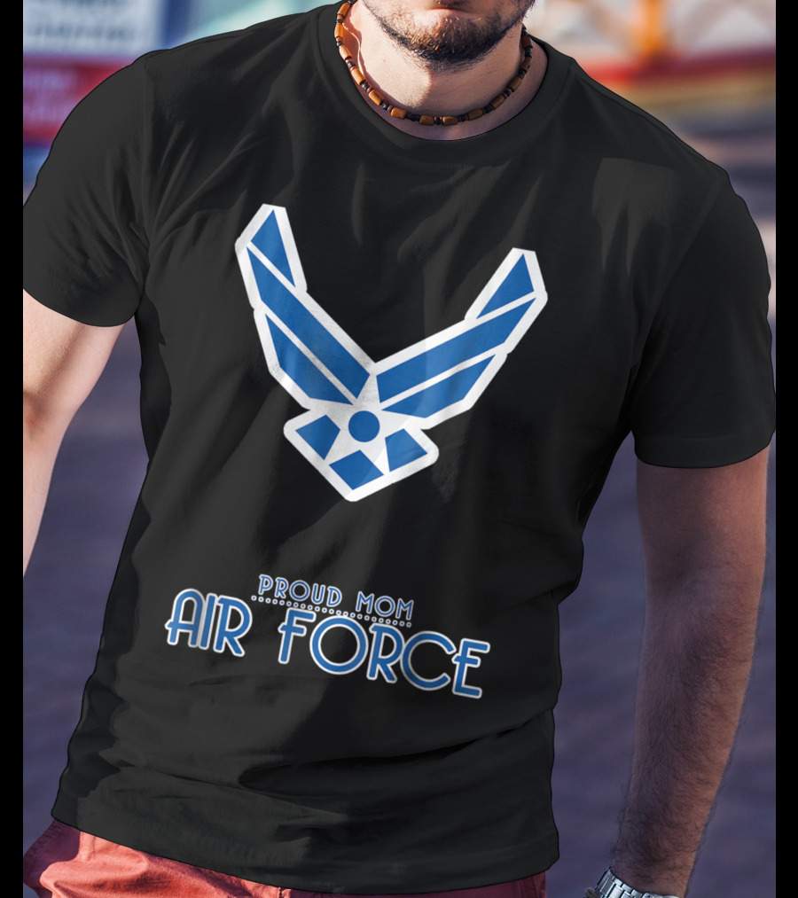 Proud Air Force Mom Blue Emblem T-Shirt
