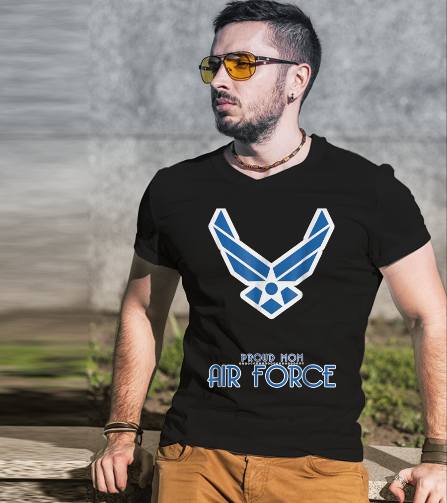 Proud Air Force Mom Blue Emblem T-Shirt