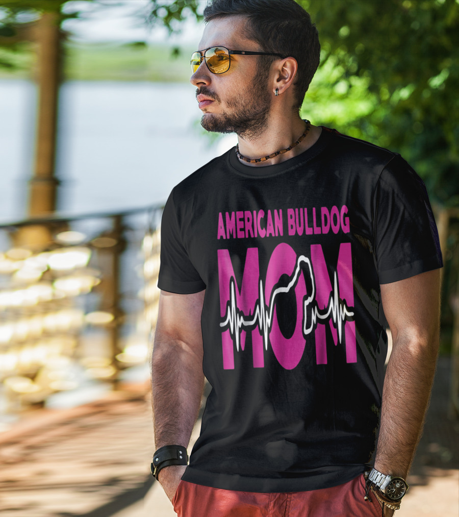 American Bulldog Mom Heartbeat T-Shirt