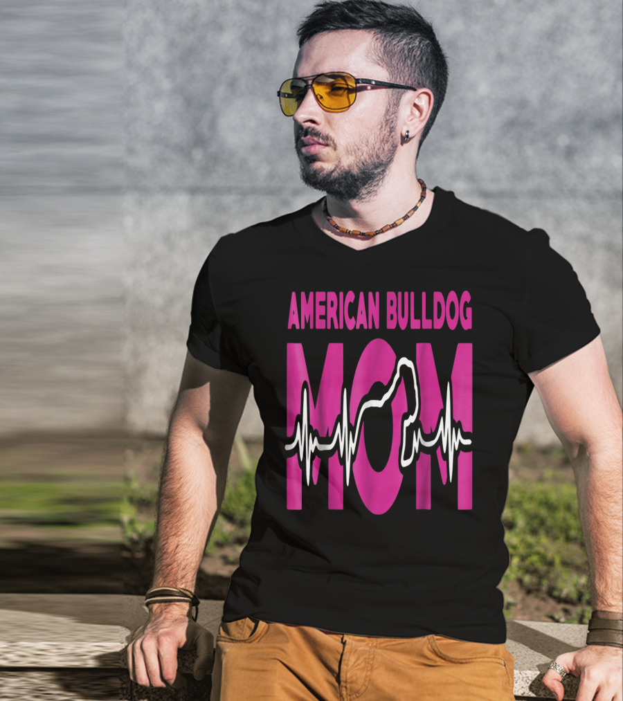 American Bulldog Mom Heartbeat T-Shirt