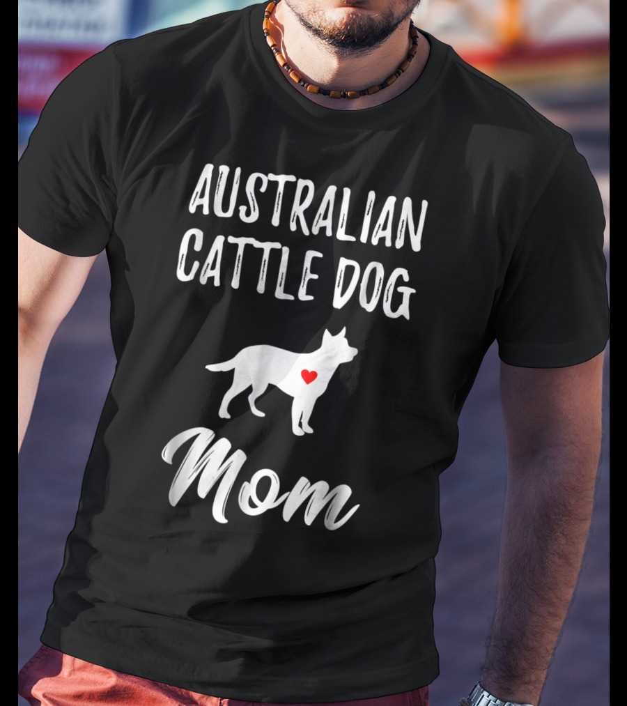 Australian Cattle Dog Mom Silhouette With Heart T-Shirt