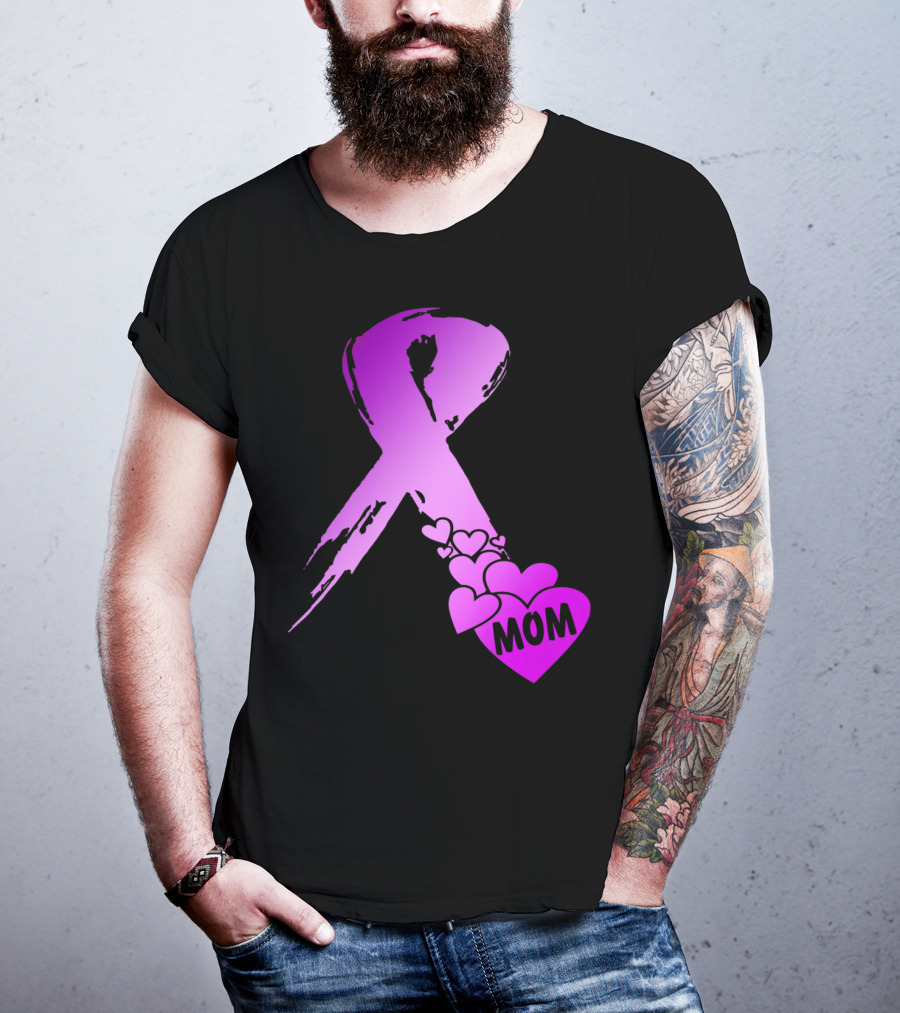 Alzheimers Awareness Mom Purple Ribbon And Hearts T-Shirt