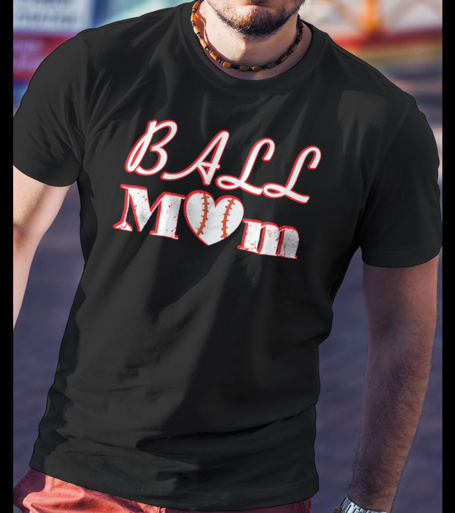 Ball Mom Heart Love Softball Baseball T-Shirt