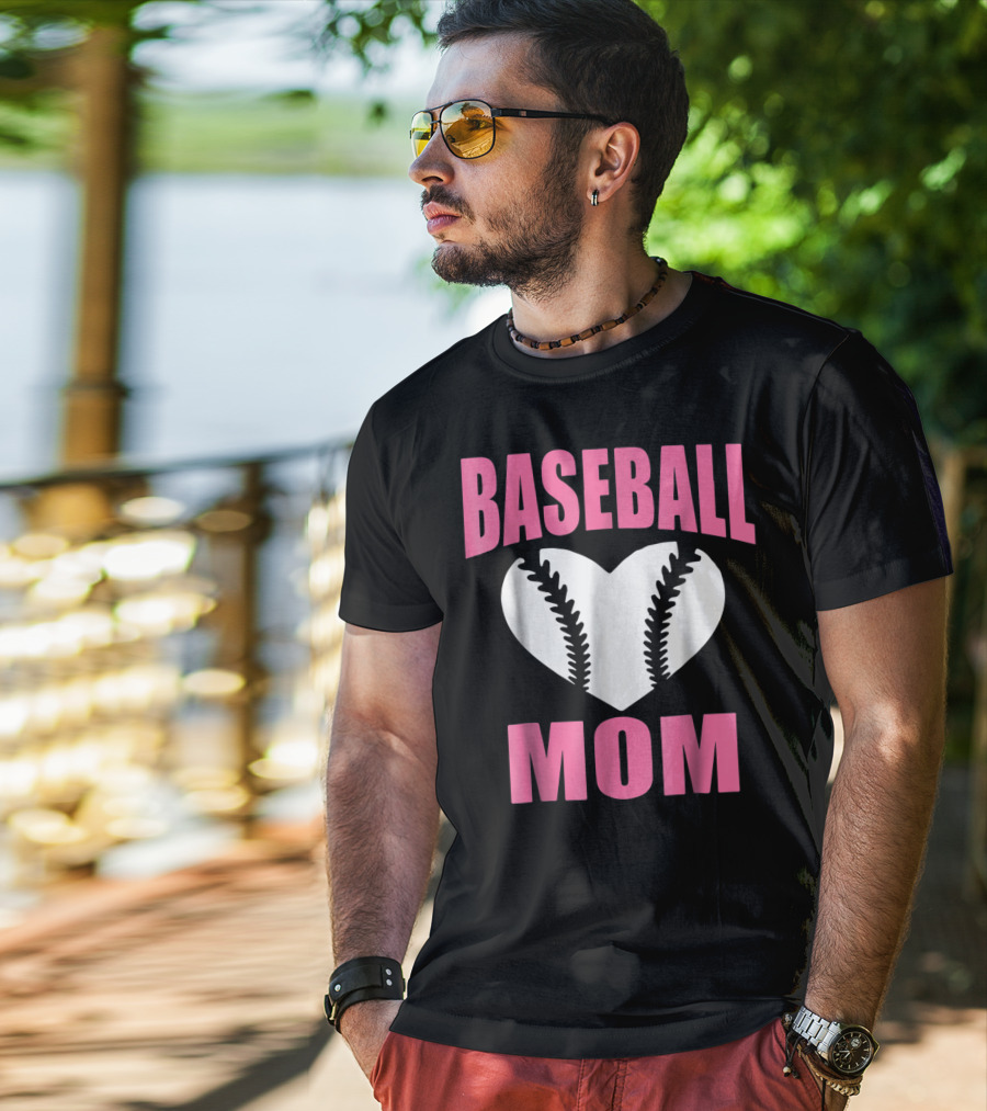 Baseball Mom Heart Baseball T-Shirt