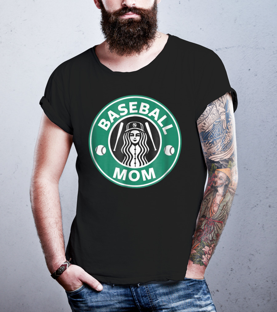 Baseball Mom Coffee Logo Style29 Double Baseball Bats Green Circle T-Shirt