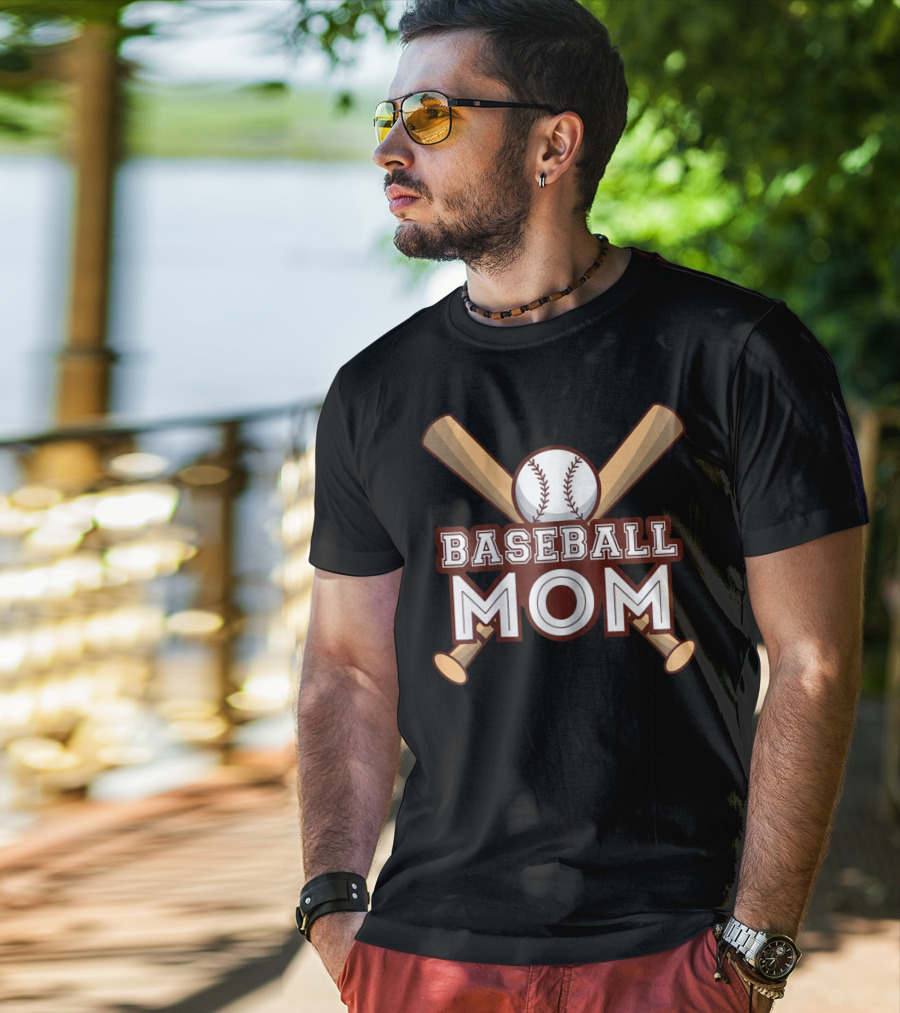Baseball Mom Crossed Bats And Ball T-Shirt