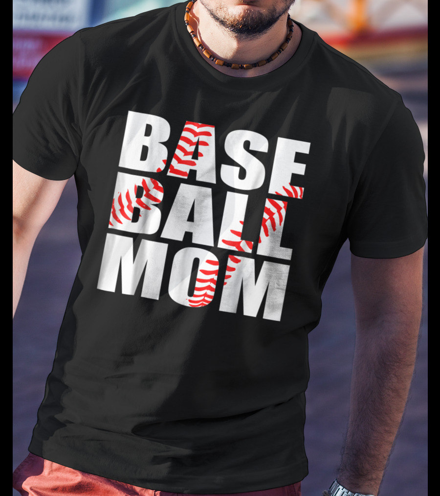 Baseball Mom Baseball Stitch T-Shirt