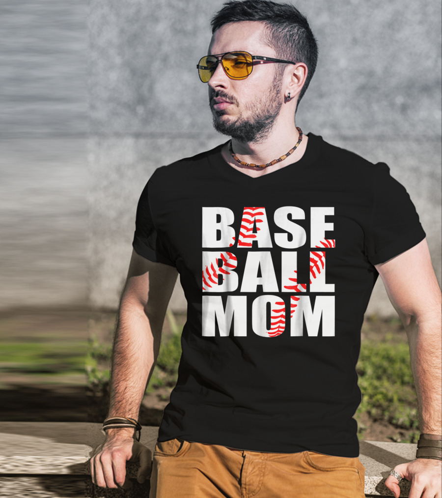 Baseball Mom Baseball Stitch T-Shirt