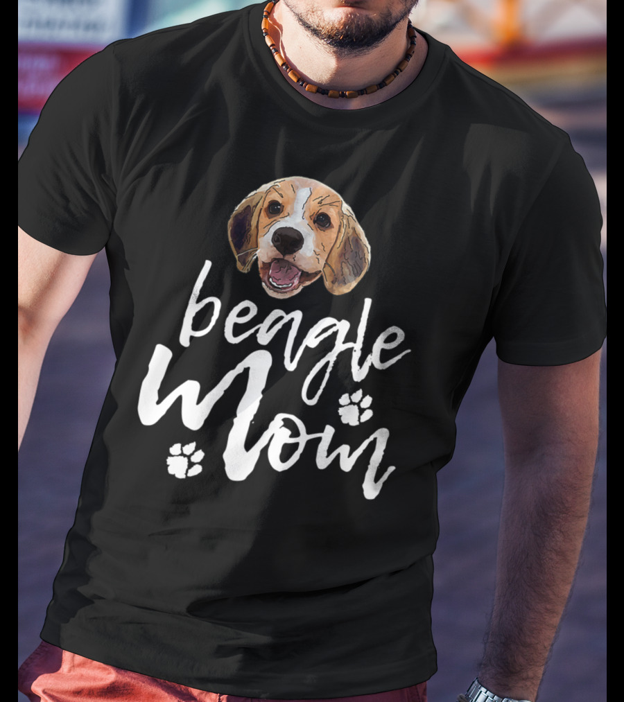 Beagle Mom Cute Dog Face Paw Prints T-Shirt