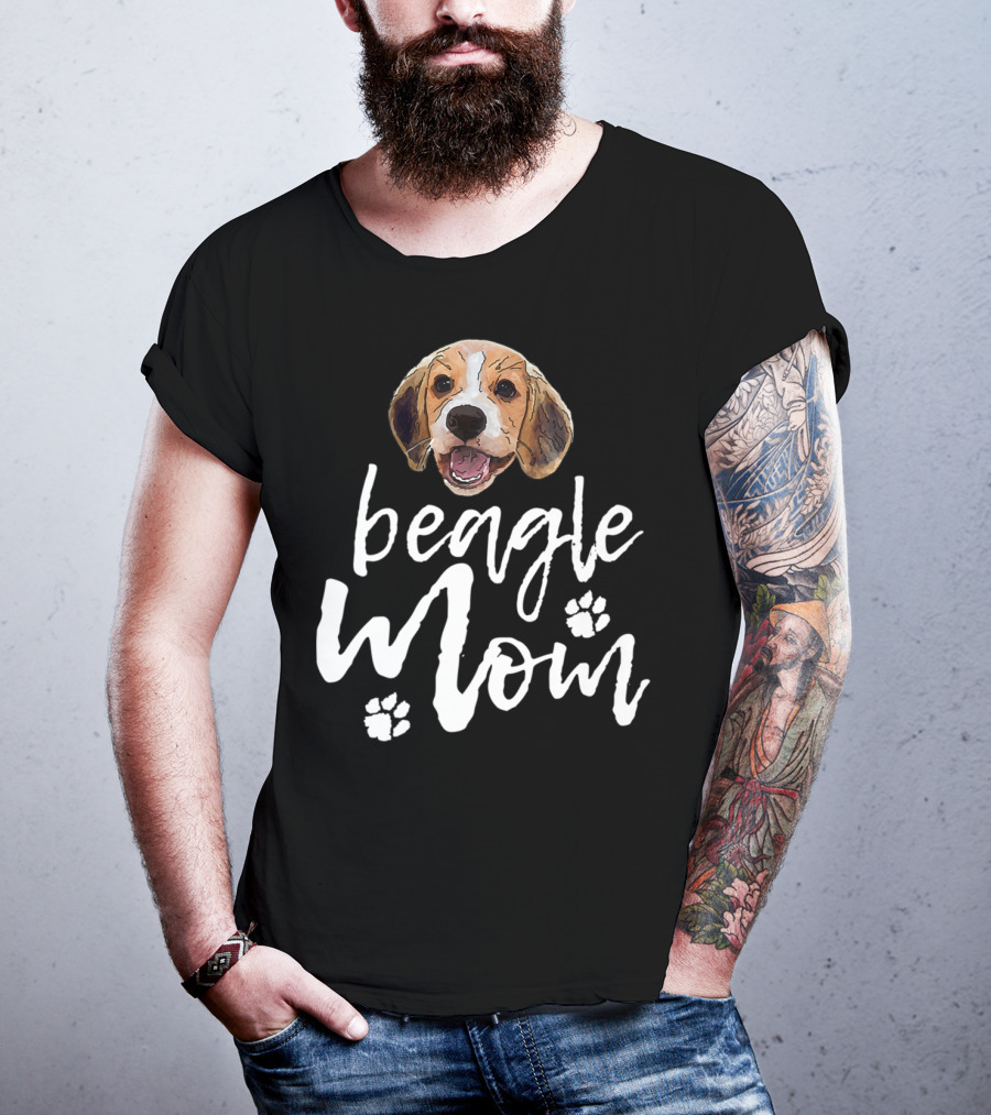 Beagle Mom Cute Dog Face Paw Prints T-Shirt