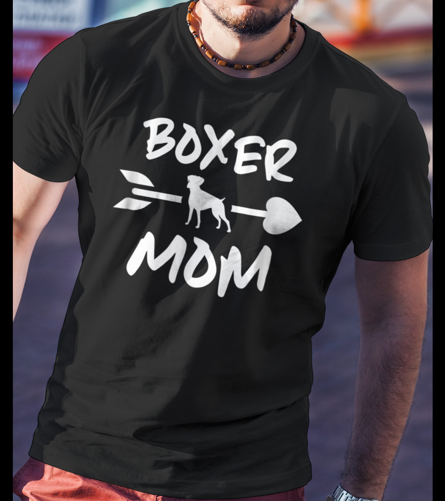 Boxer Mom Boxer Mama Dog Lover 90 Heart Arrow Dog T-Shirt