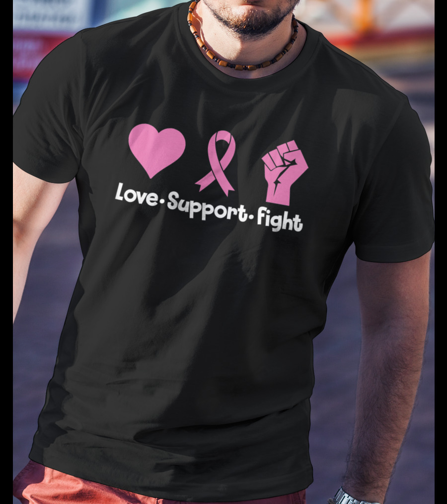 Love Support Fight Breast Cancer Mom Can Fight Cancer T-Shirt