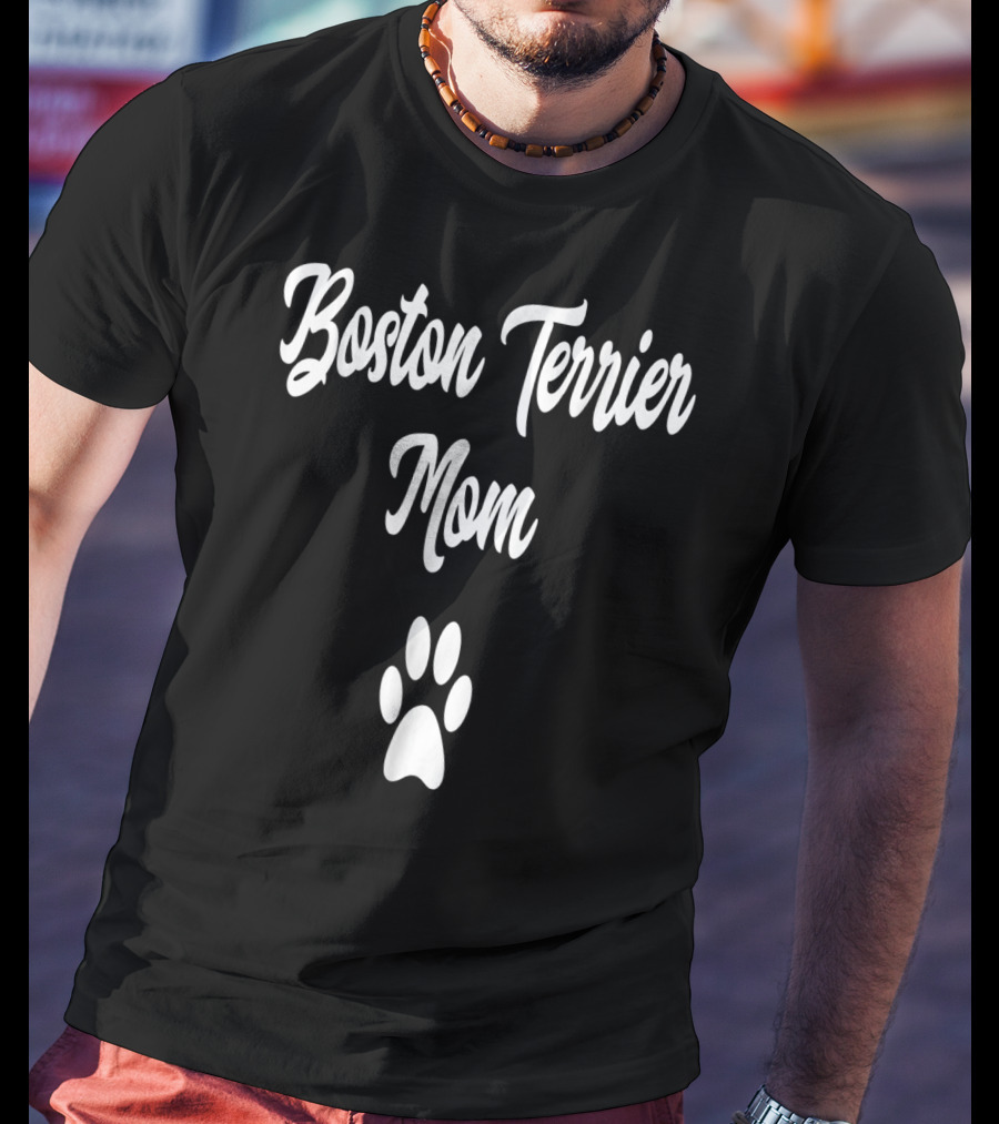 Boston Terrier Mom Paw Prints T-Shirt