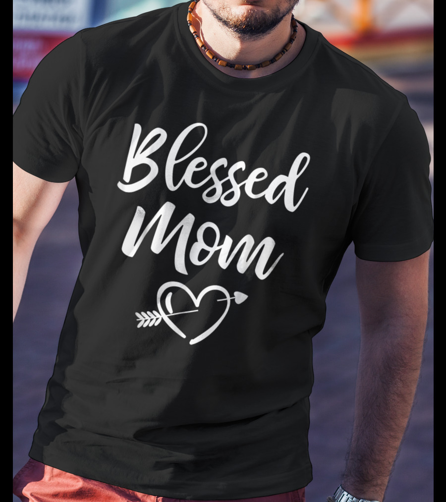 Blessed Mom Heart Arrow Christmas Birthday T-Shirt