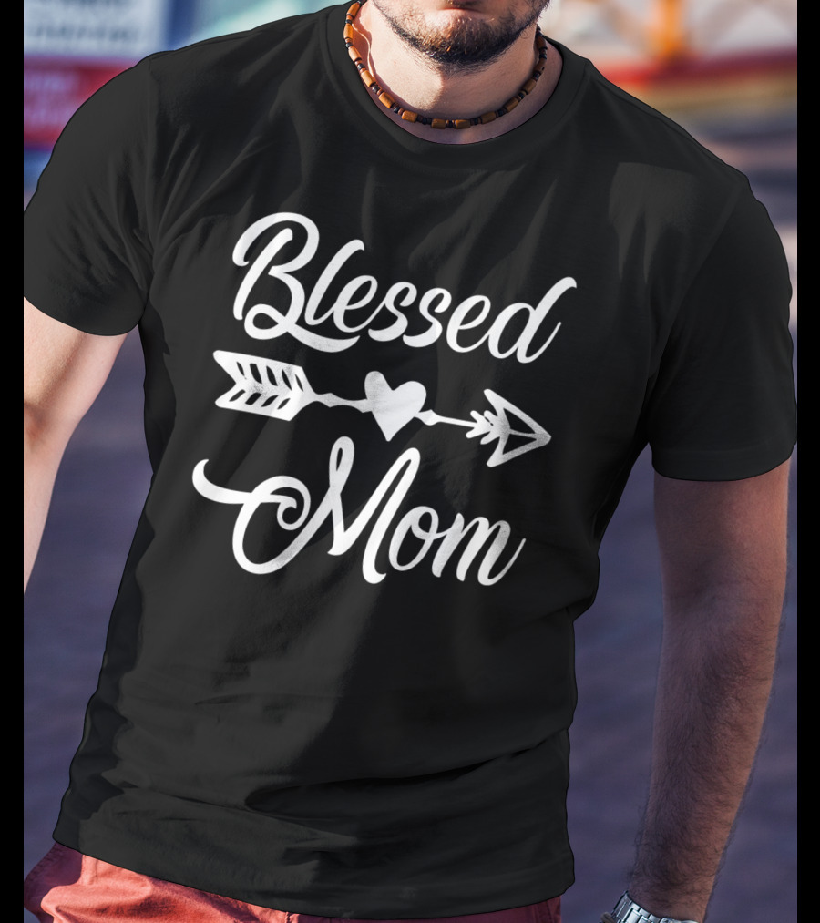 Blessed Mom Heart Arrow Design Thanksgiving24 T-Shirt