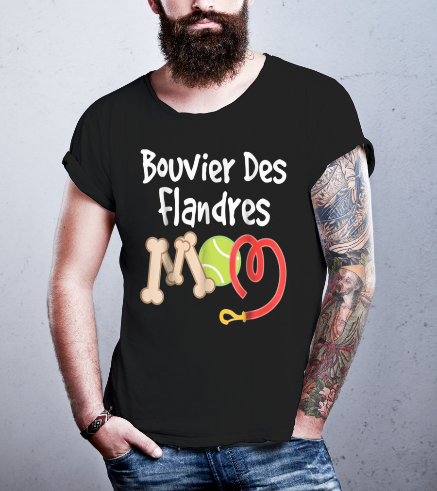 Bouvier Des Flandres Mom Bone Tennis Ball Leash T-Shirt