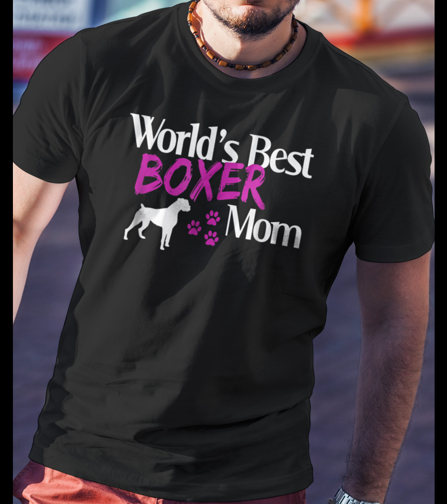 World's Best Boxer Mom With Paw Prints T-Shirt