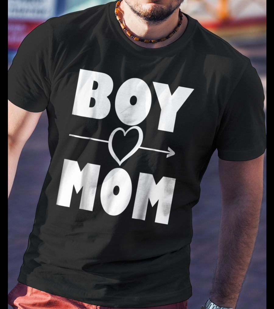 BOY MOM Heart With Arrow T-Shirt
