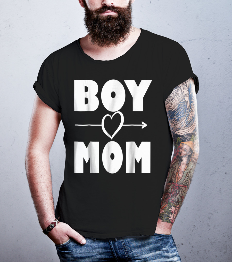 BOY MOM Heart With Arrow T-Shirt