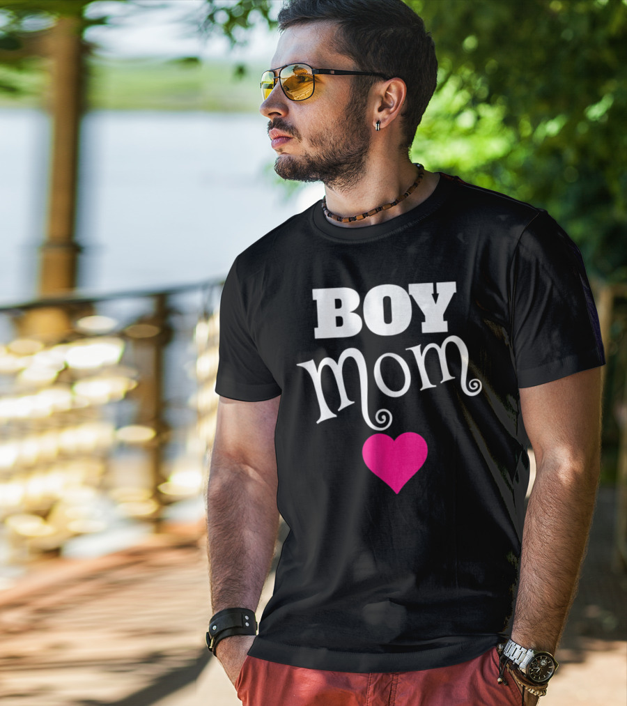 Boy Mom Heart Love My Boys Mother T-Shirt